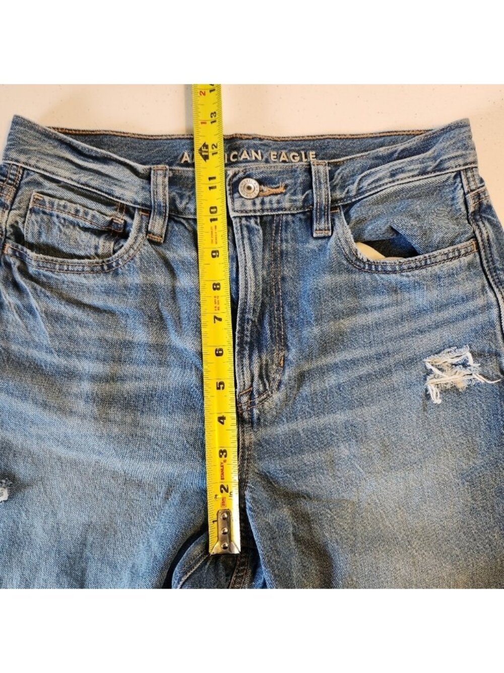 American Eagle AEO Mom Jeans Stretch Cotton High Waisted Rise 90s Size 4 Denim - Picture 11 of 12